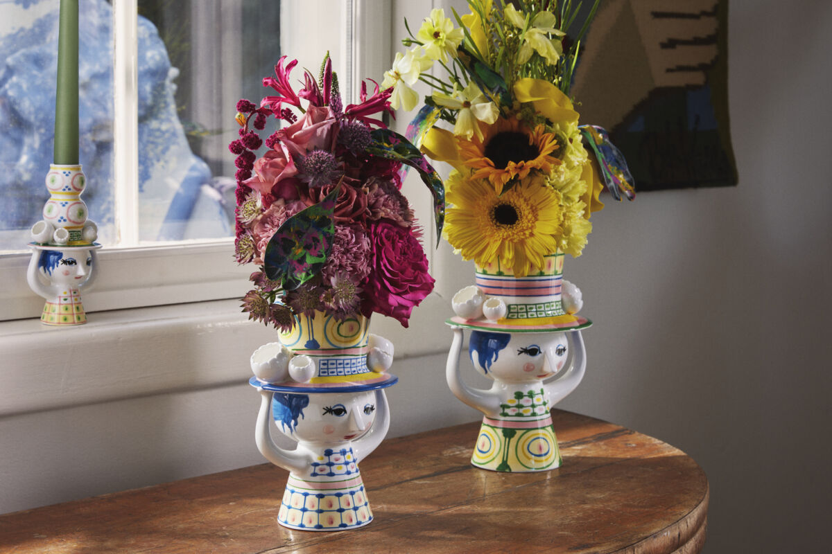 Lady with hat Vase H20. 5 cm bl&aring;