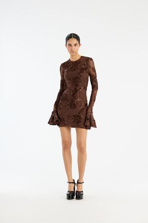 FLOWER MESH MINI DRESS