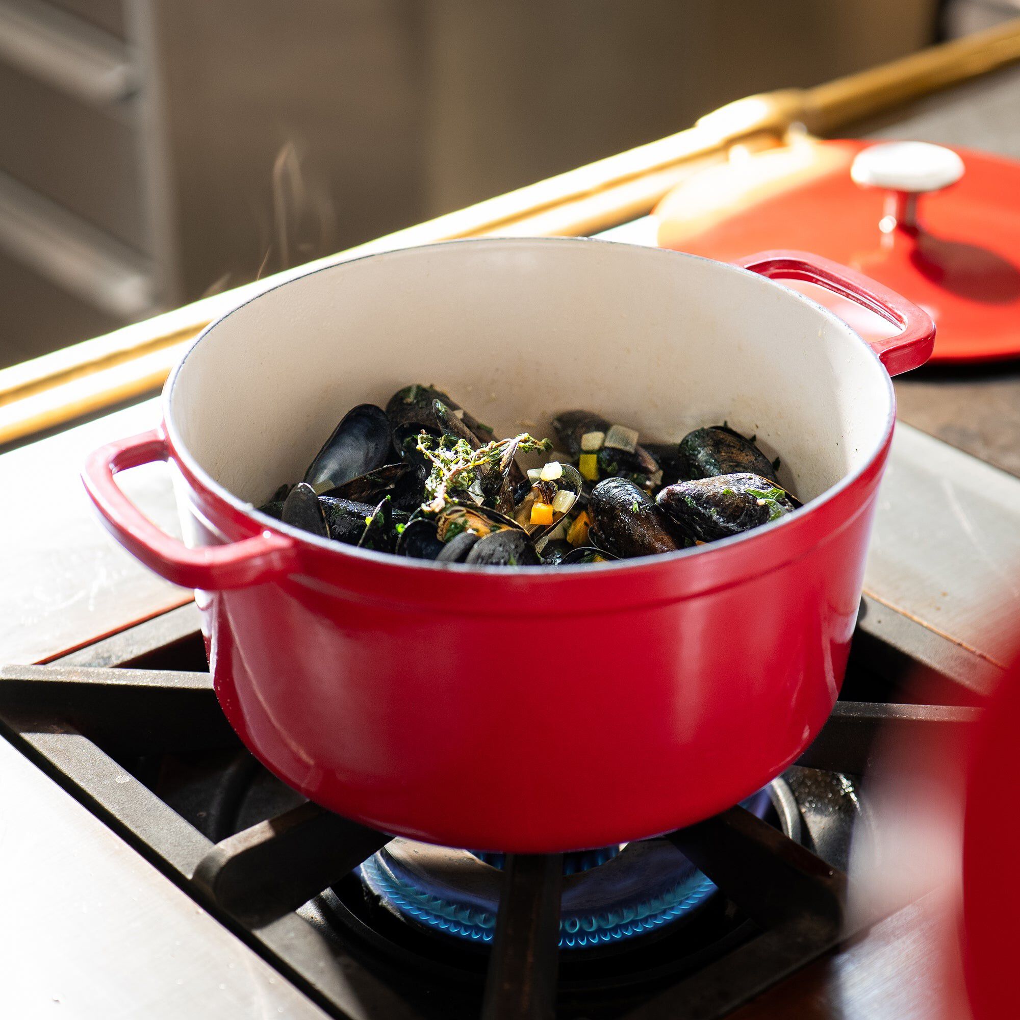 Emaljeret st&oslash;bejernsgryde 4,5L - Cardenau R&oslash;d