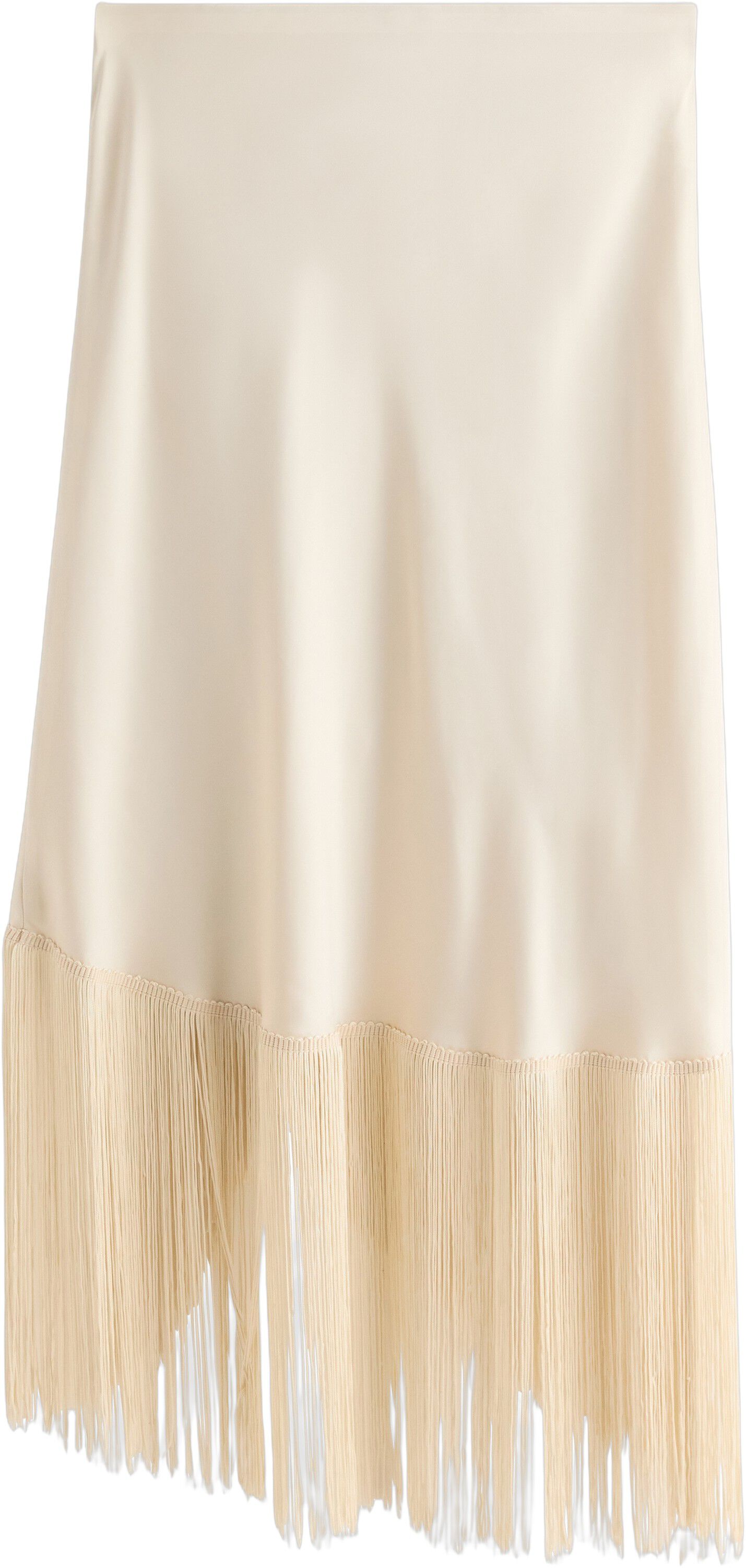 Satin skirt with fringe details.