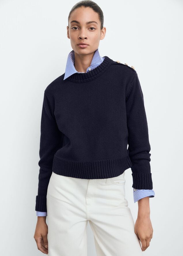 Knitted sweater with jewel buttons