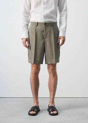 Modal cotton cargo bermuda shorts