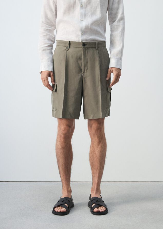 Modal cotton cargo bermuda shorts
