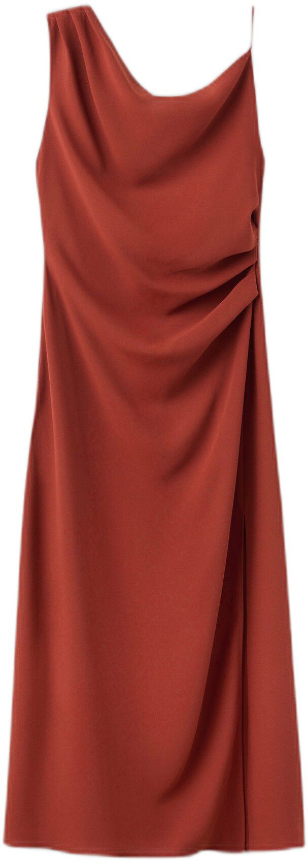 Midi-dress with gathered sides