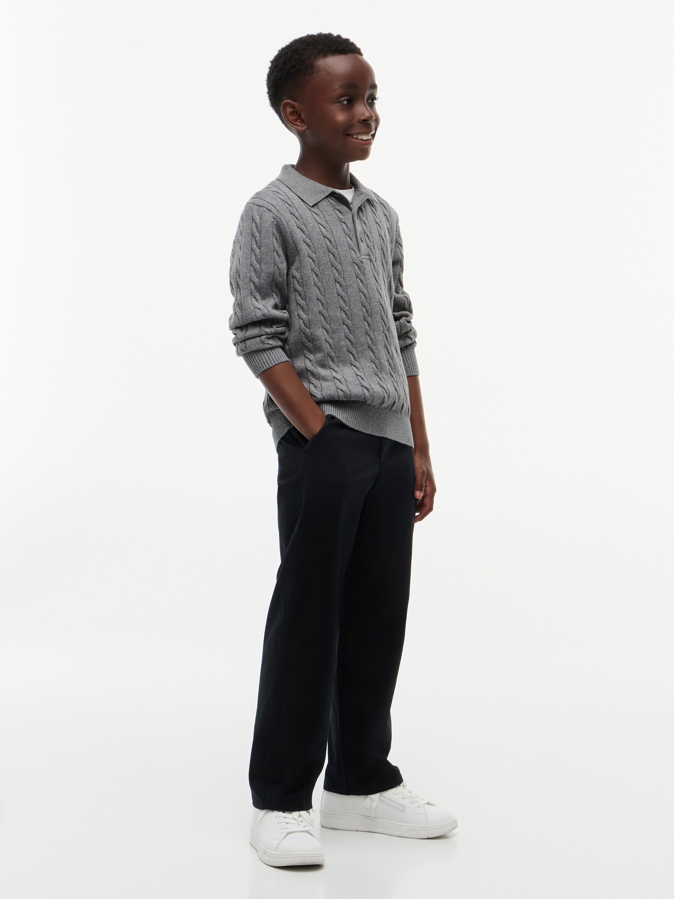 Cable Knit Polo Jumper