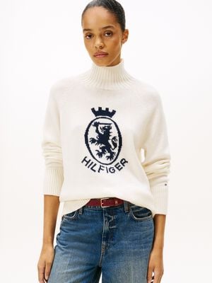 WOOL BLEND GRAPHIC MOCK-NK SWT
