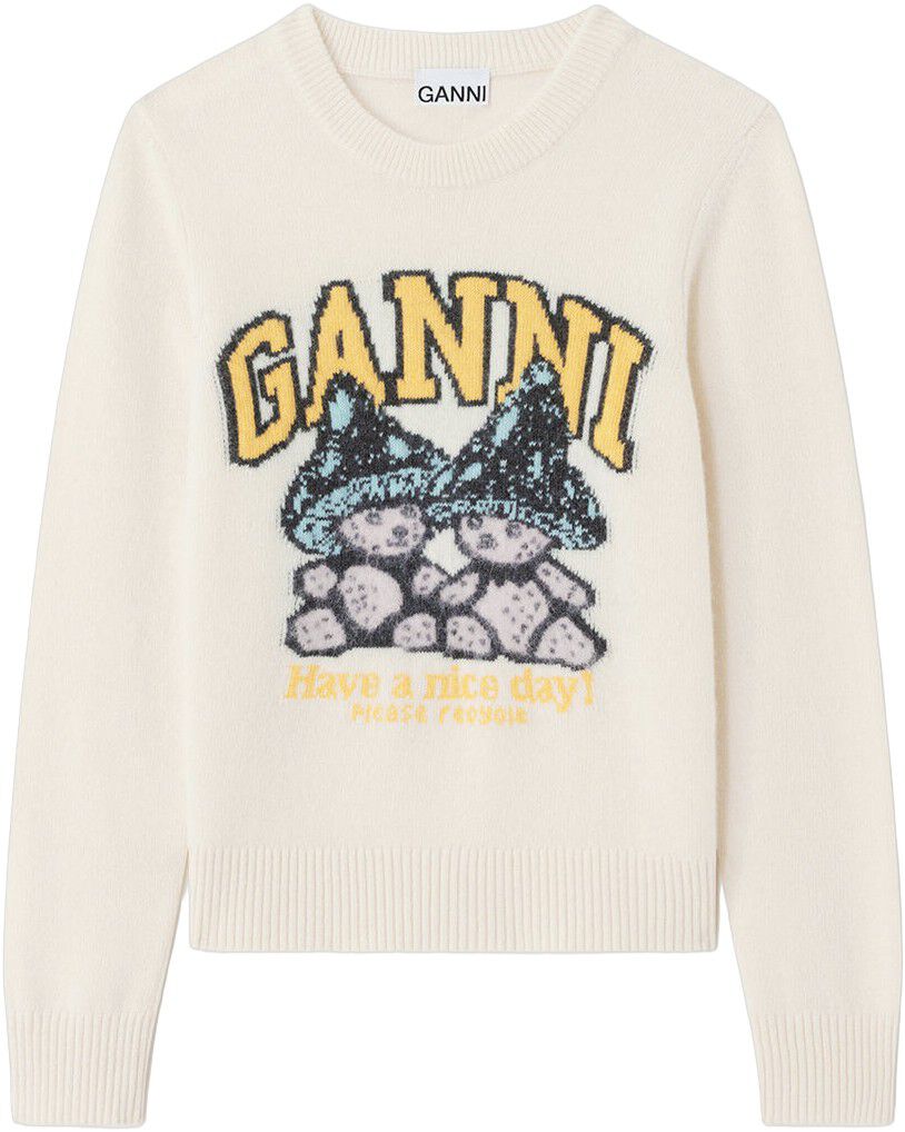 Graphic Wool Sweater Teddy Mushroom