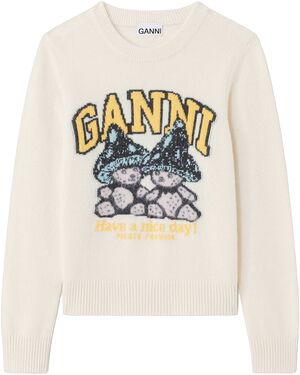Graphic Wool Sweater Teddy Mushroom