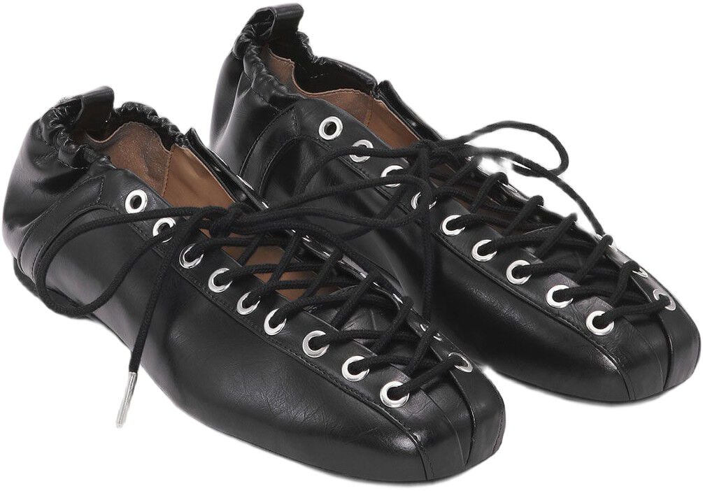 Eyelets Lace Up Ballerina Denim Pri