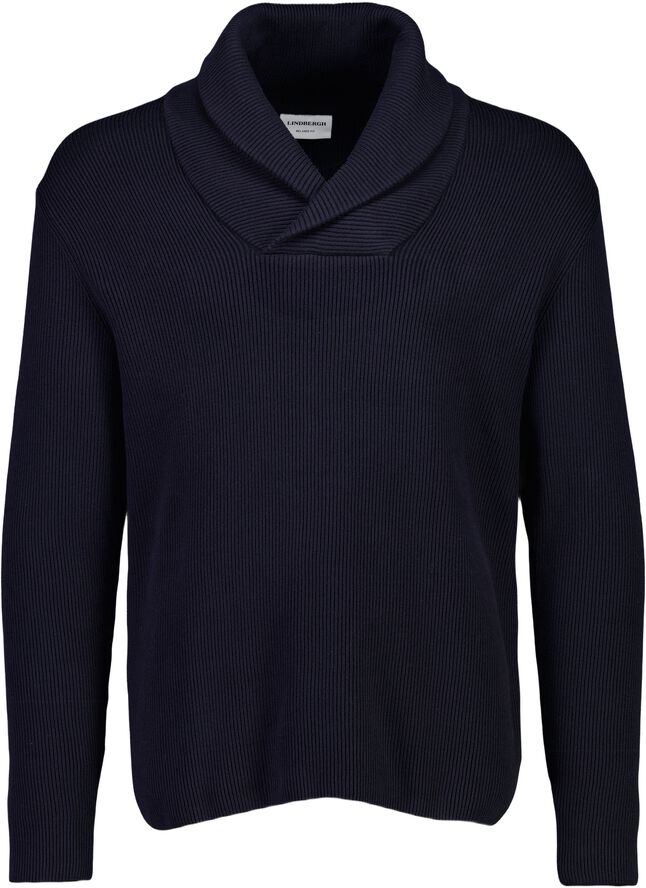 Shawl collar rib knit
