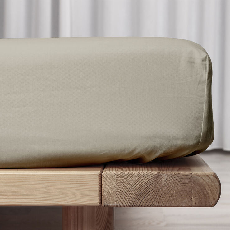 Økologisk boxlagen, percale - GOTS, sand