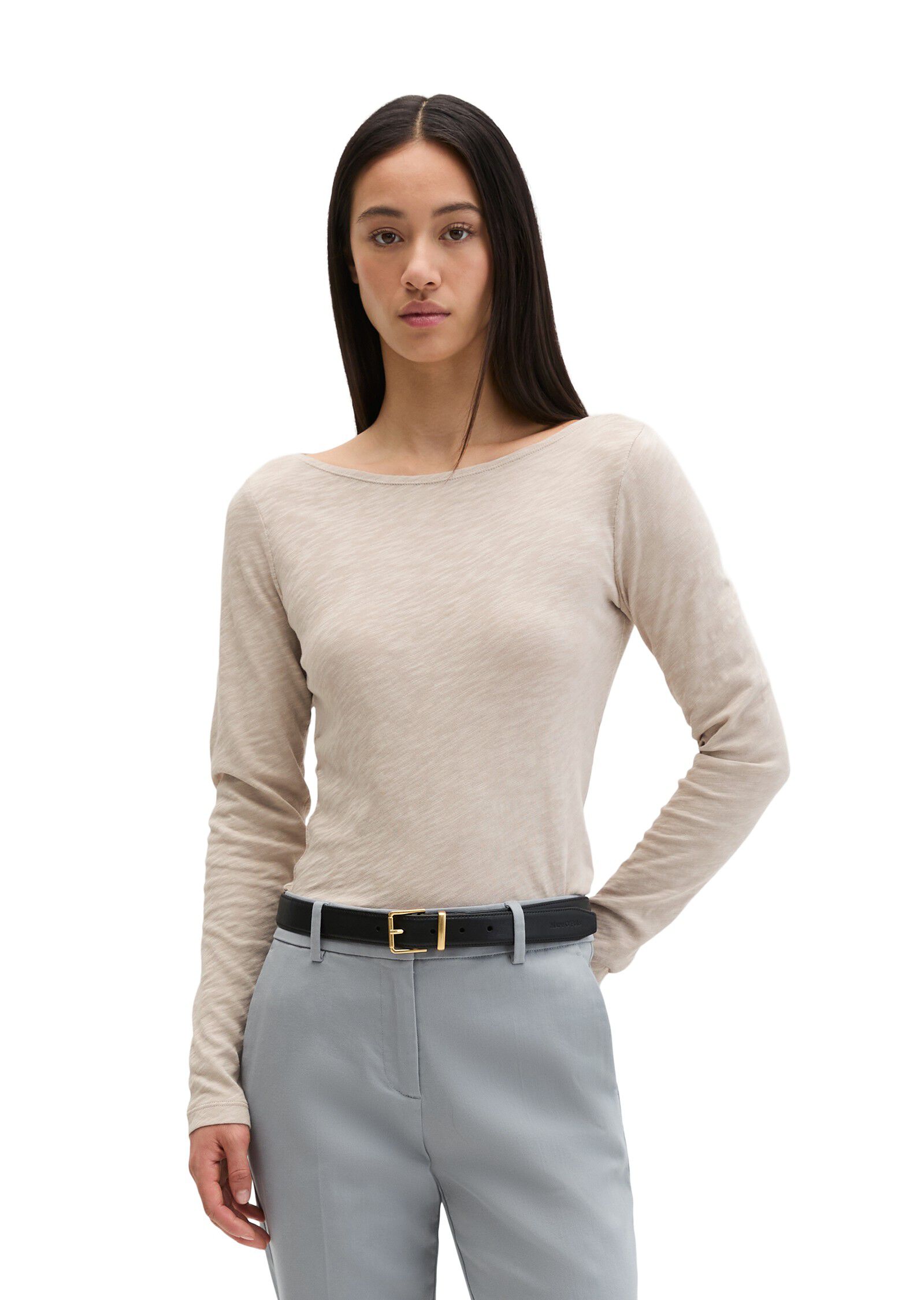 T-shirt, long sleeve, boat neck