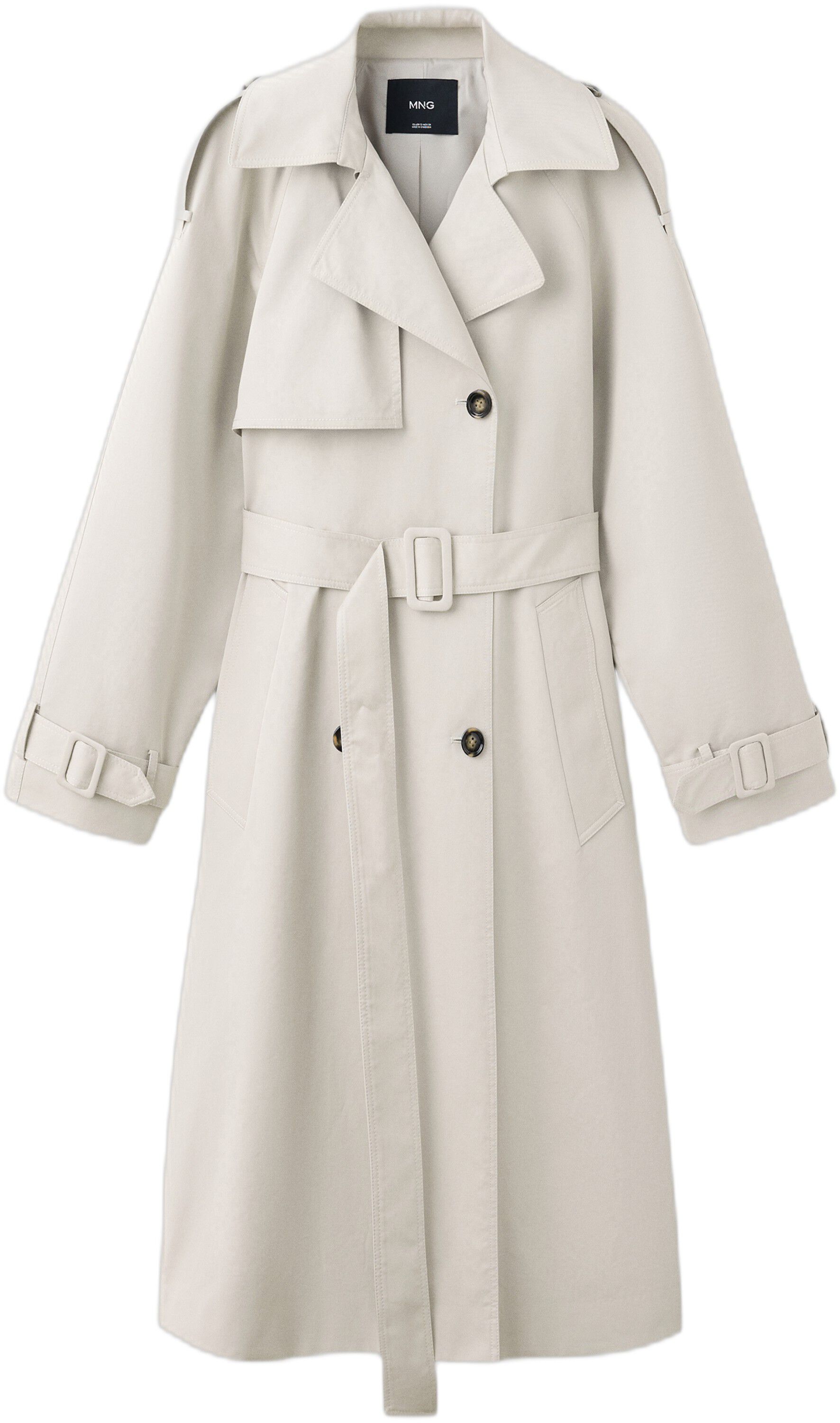 Long double-breasted trench coat
