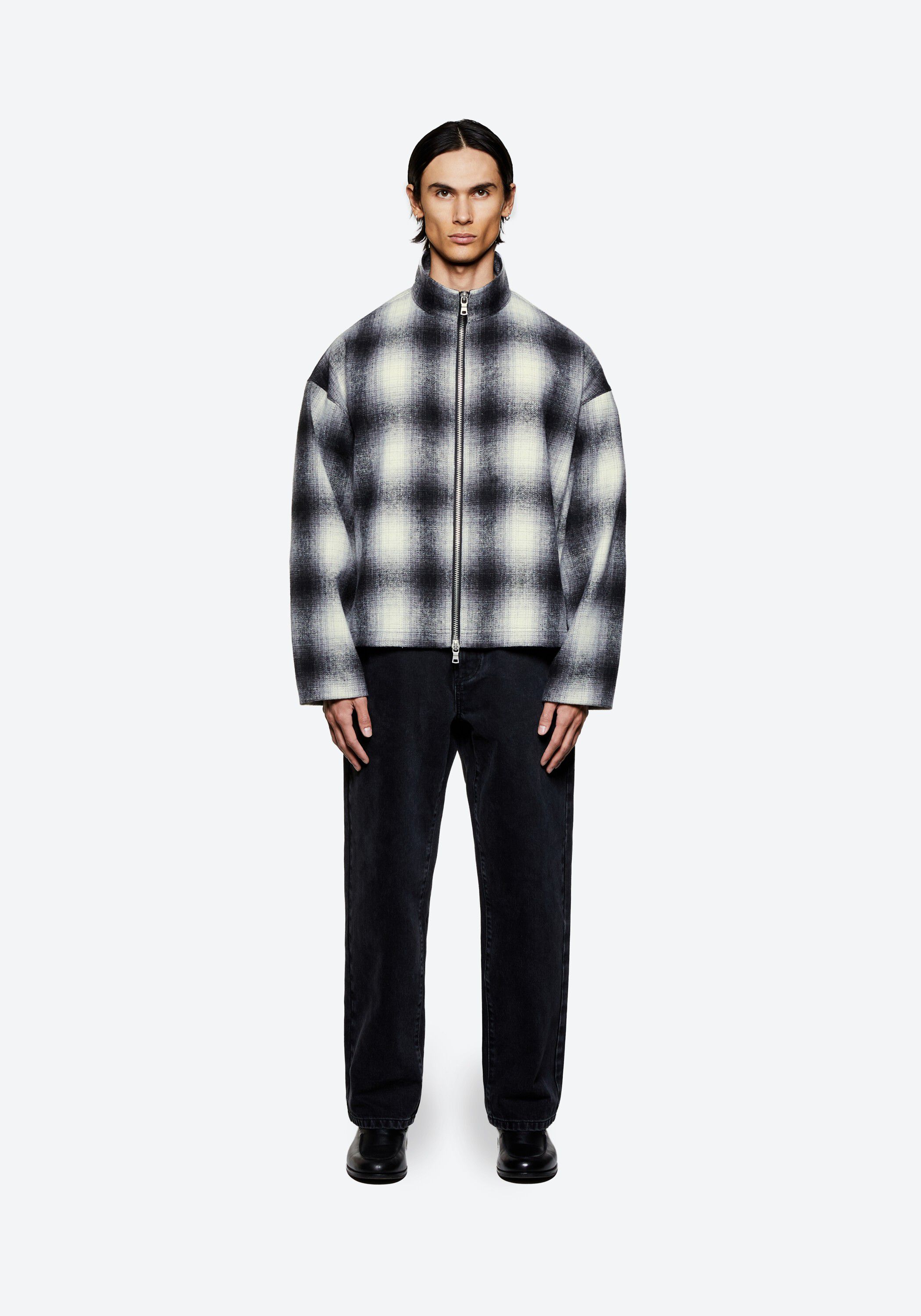 WOOL CHECK TRACK JACKET