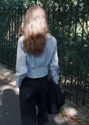 Pleated cotton shirt