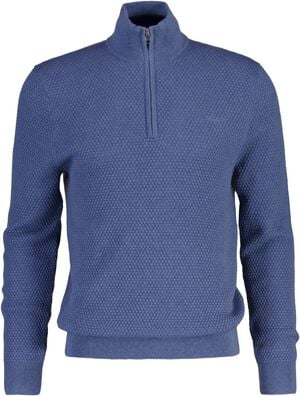 TEXTURED COTTON MERINO HALF ZIP