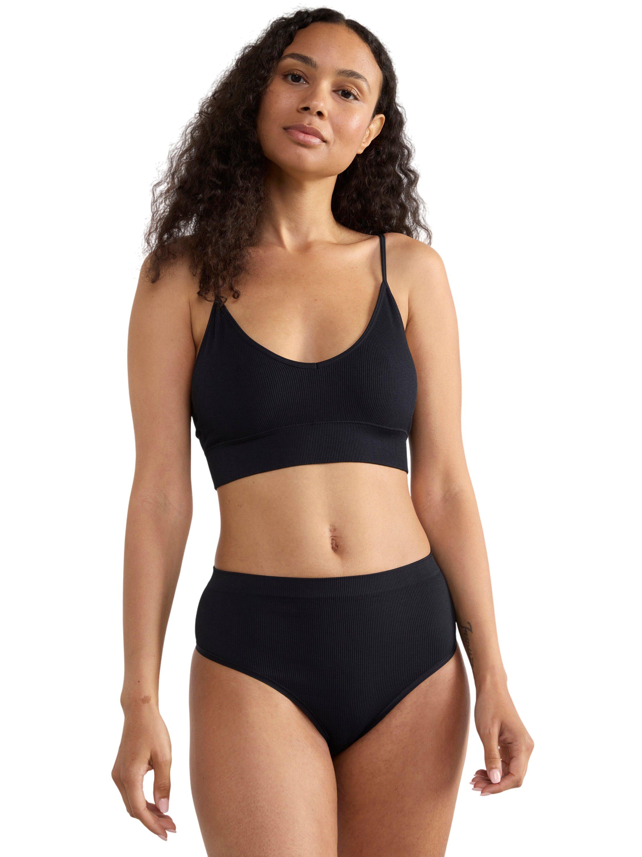 Ribbade string utan s&ouml;mmar med h&ouml;g midja