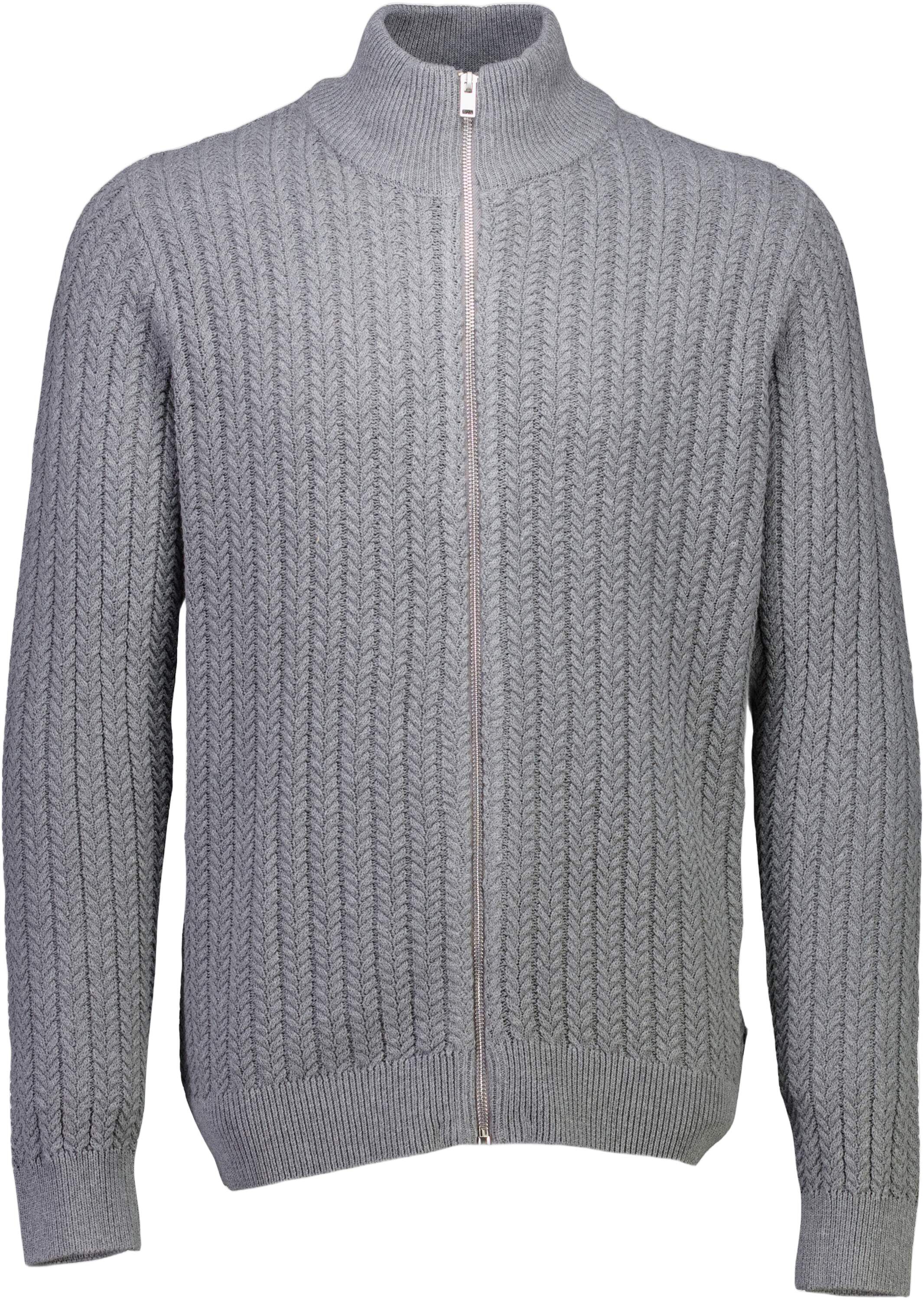 Recycle cabel knit zip cardiga