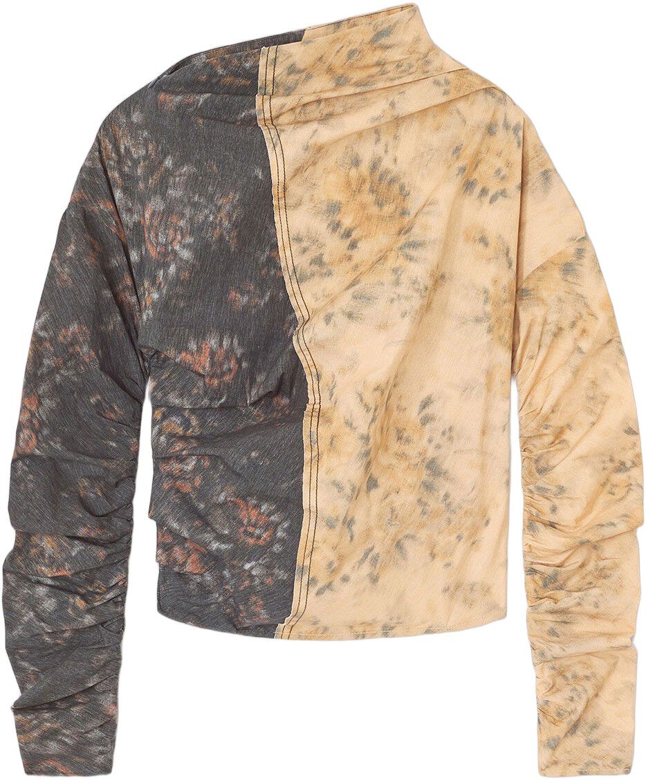 Printed Stretch Cotton Ruched Top