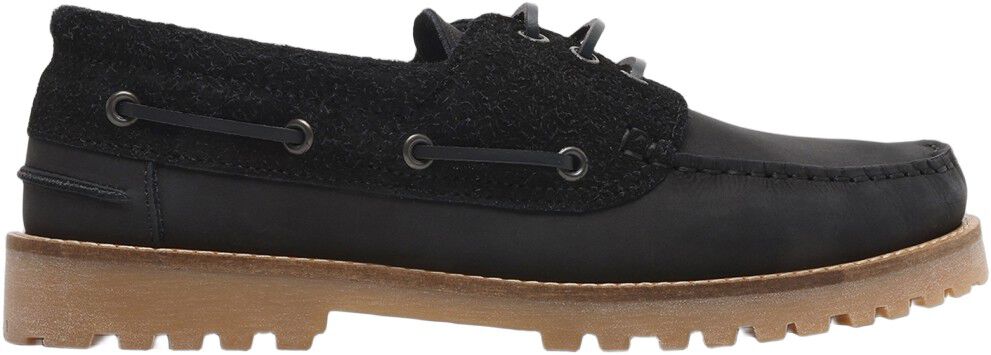 Ollie Boat Shoe - Black Nubuck/Hairy Suede