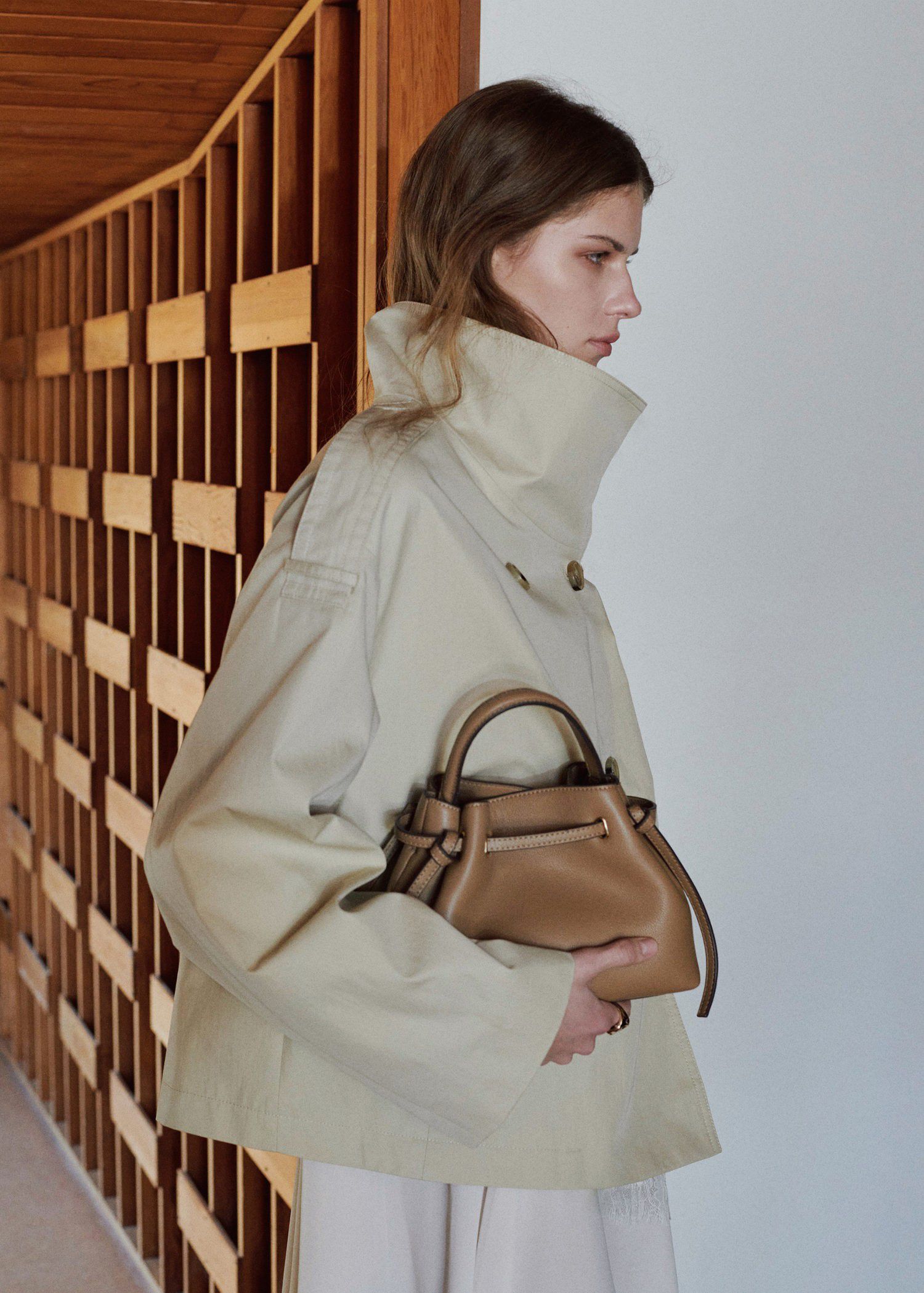 Faux-leather bucket handbag