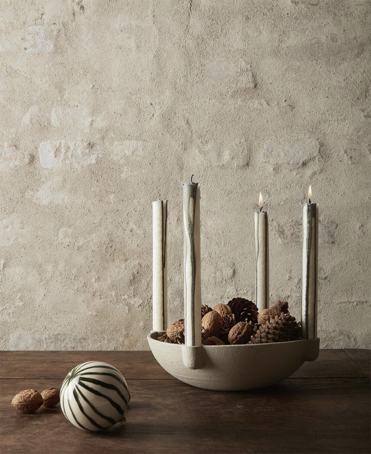 Bowl Candle Holder - L - Ceramic - Light Grey