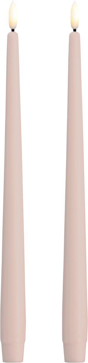 MM LED taper candle, Silk, Slim, Light rose, 2-pack, 23x300 mm