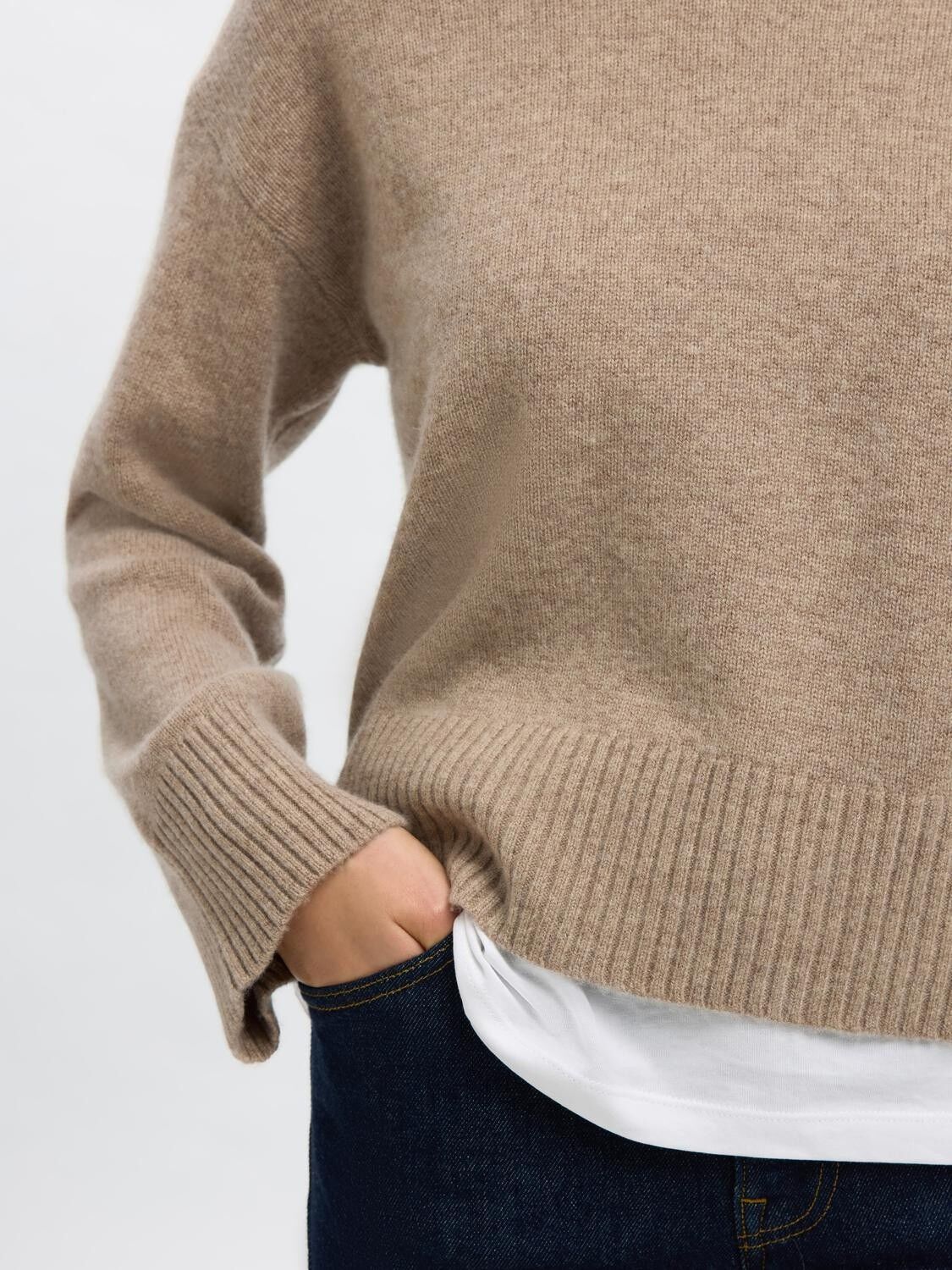 Slwcille Cashmere Blend Ls Knit O-Neck