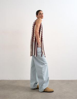 TSFINA KNITTED CABLE TASSEL TANK