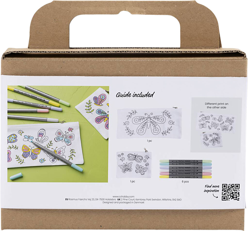 Mini DIY Kit Tekstilfarvel&aelig;gning, Sommerfugl