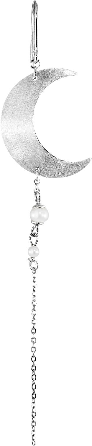Half Moon Earring with Pearl Chain