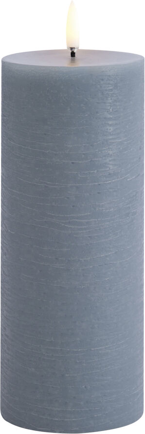 LED pillar candle, Hazy blue, Rustic, 7,8 x 20,3 cm (4/24)