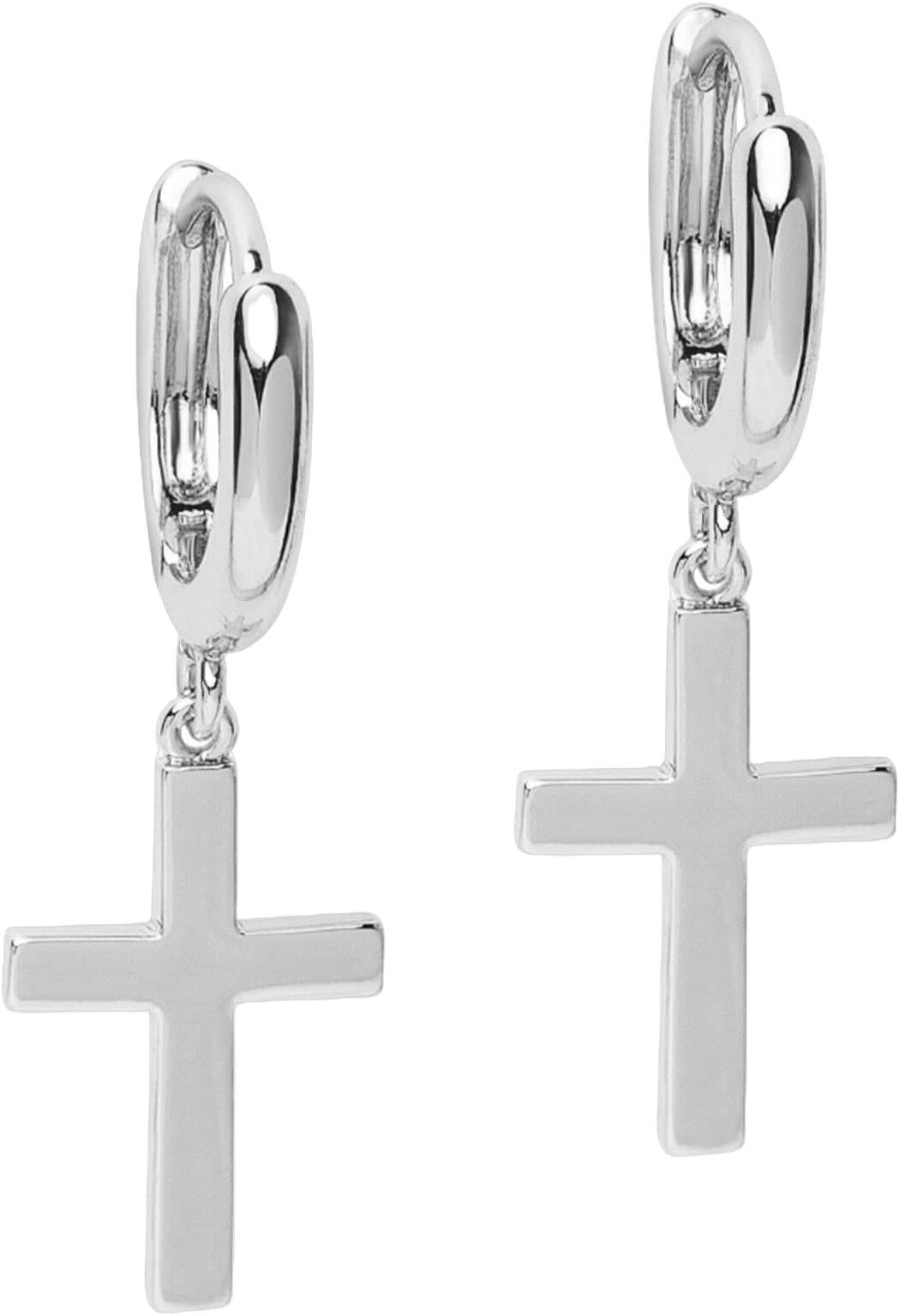 Women's Small Cross Earrings in Silver