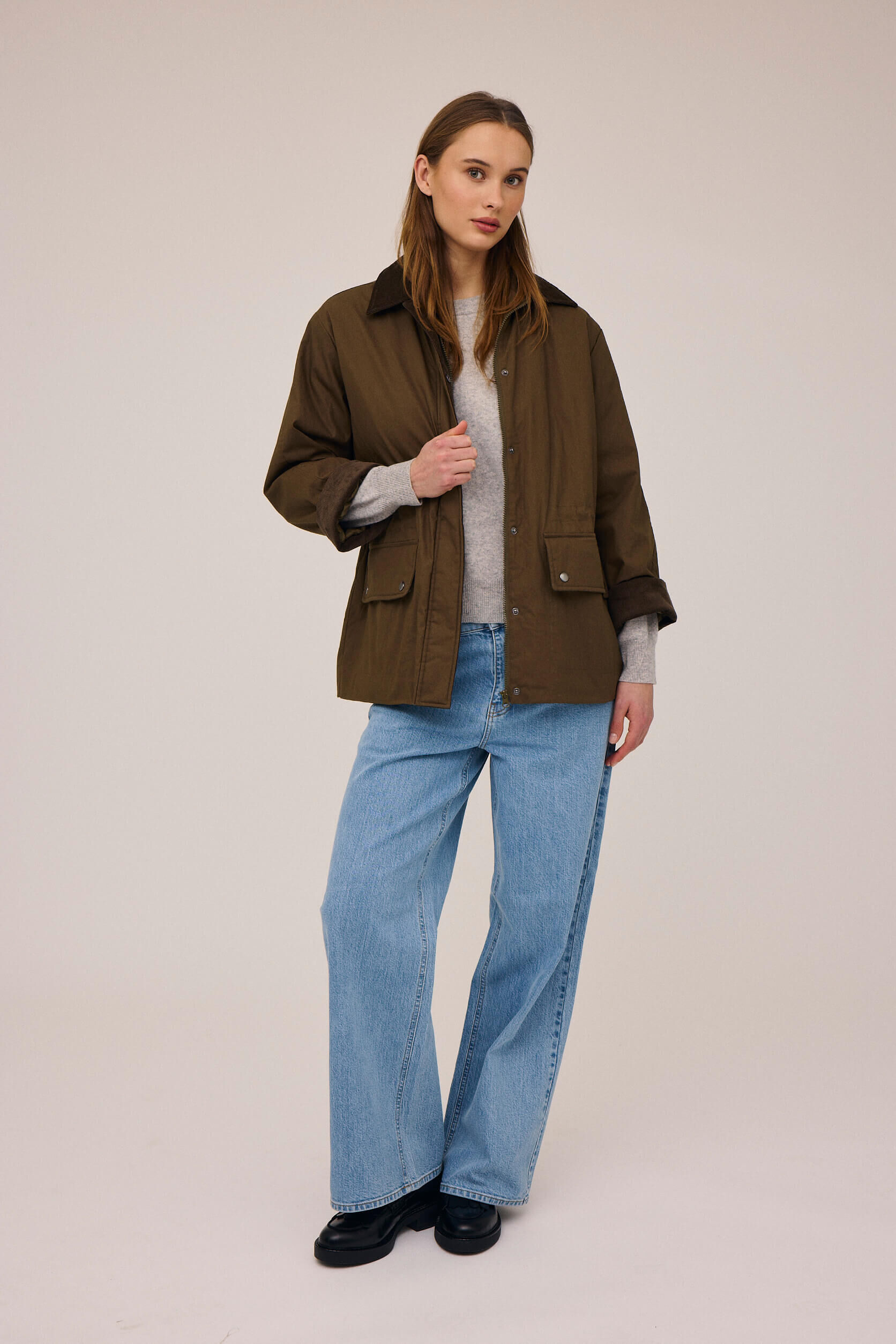 Emmy 2 coated jakke med fl&oslash;jlskanter - GRS