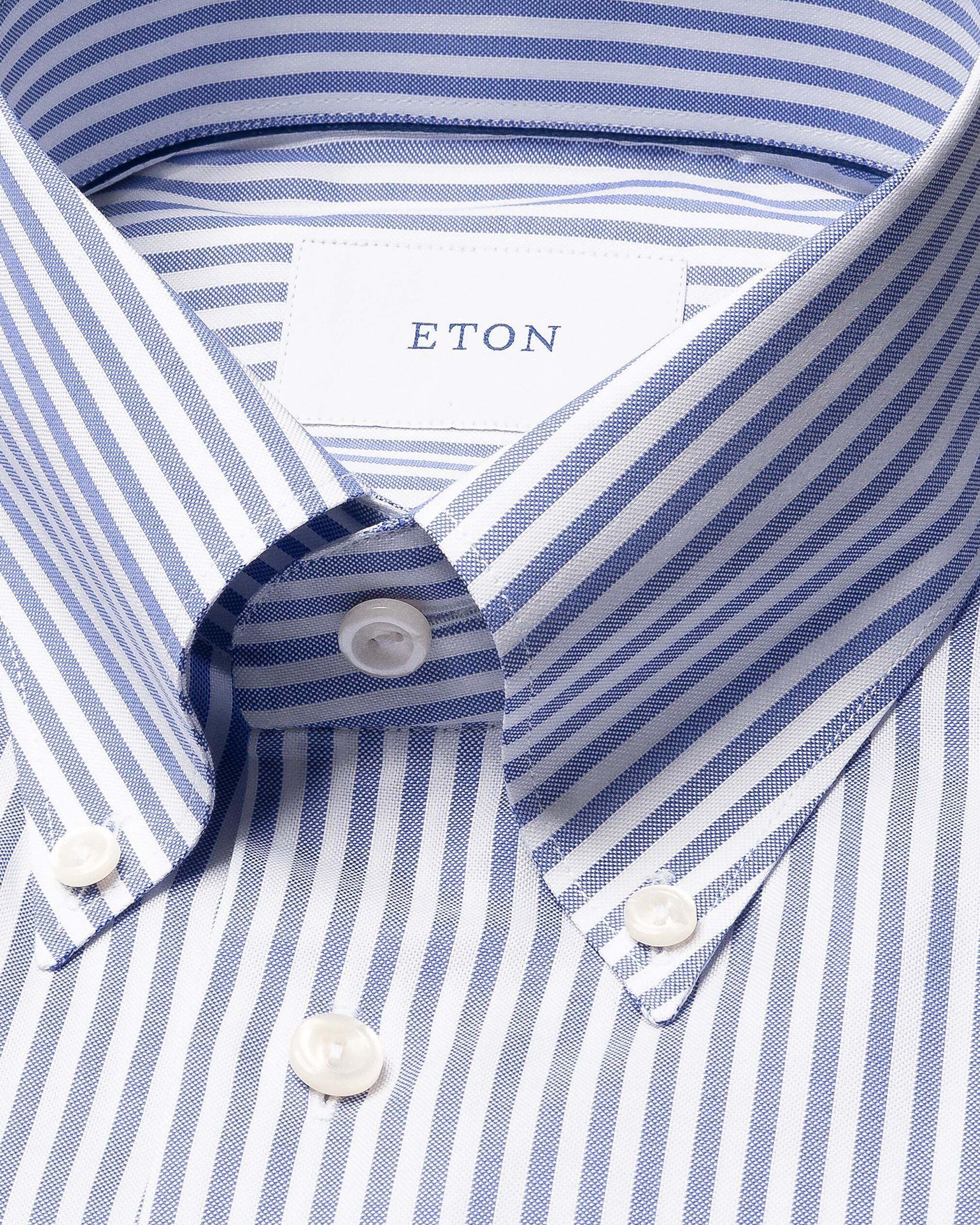 Slim Fit Mid blue Striped Signature Oxford Shirt