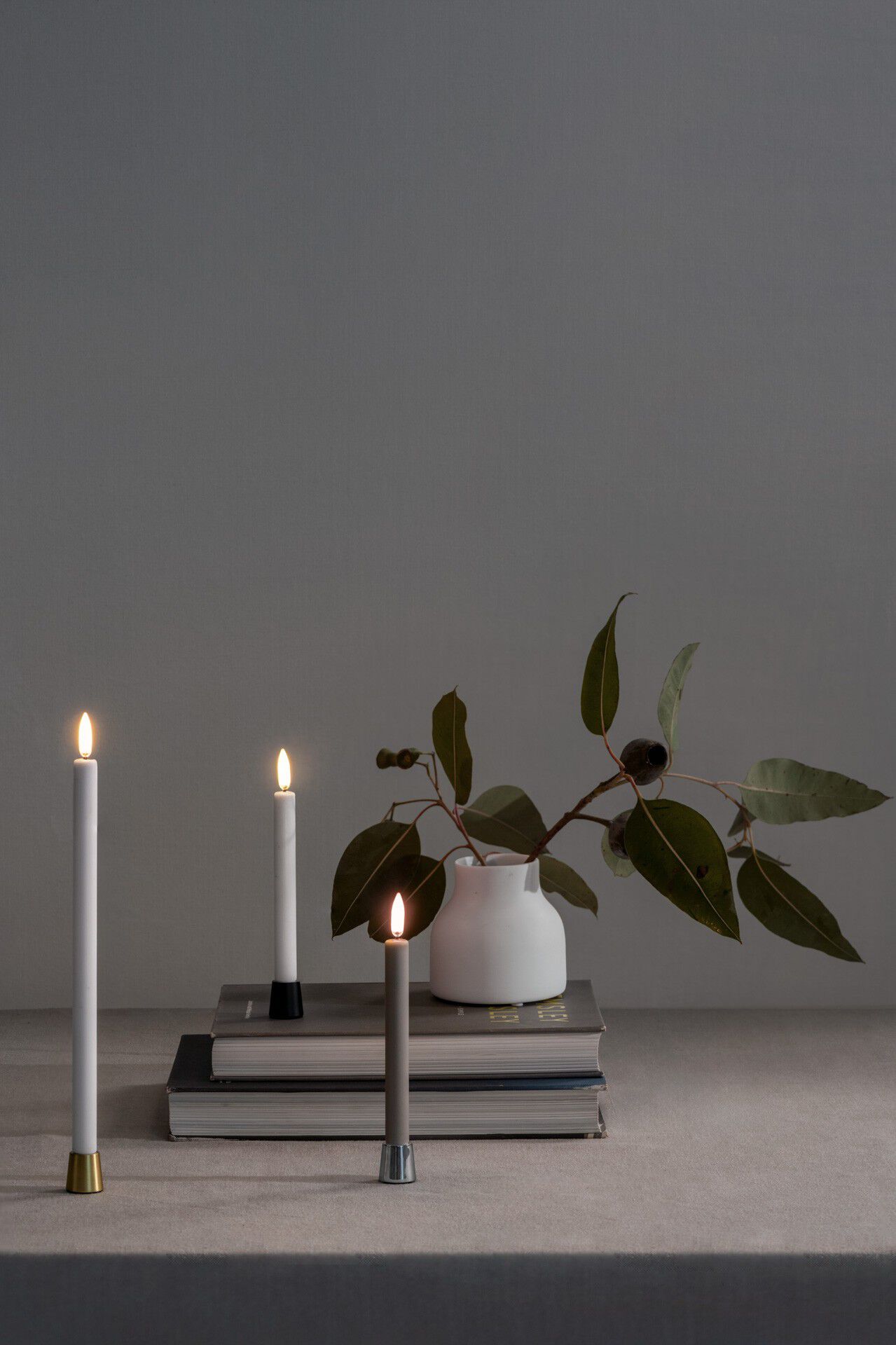 Light Candleholder mini taper, Matte brass, 2-pack, 2,3x2,3 cm