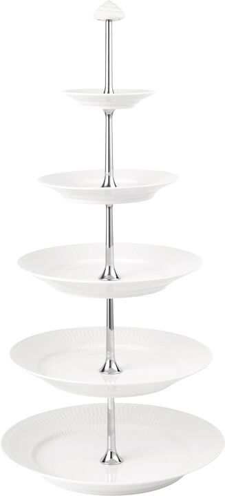 Hvid Riflet Étagère, 5 Lag