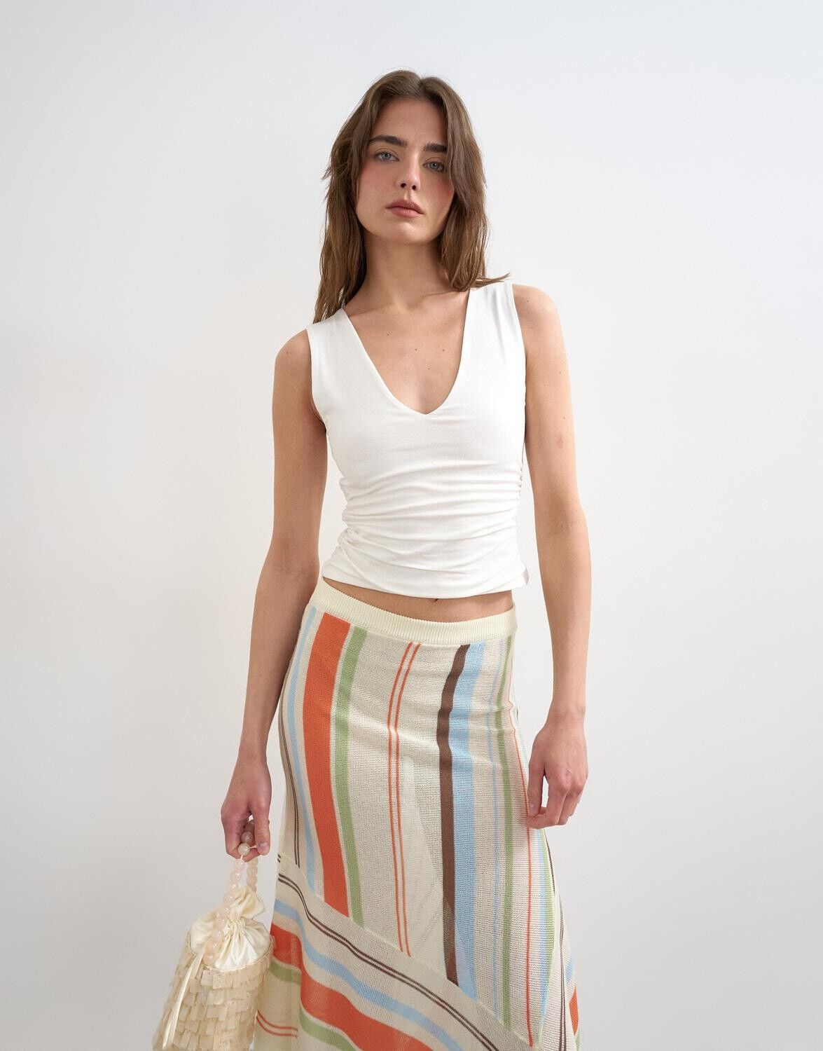 Tsmy Sl V-Neck Ruched Side Tank Vest Jrs