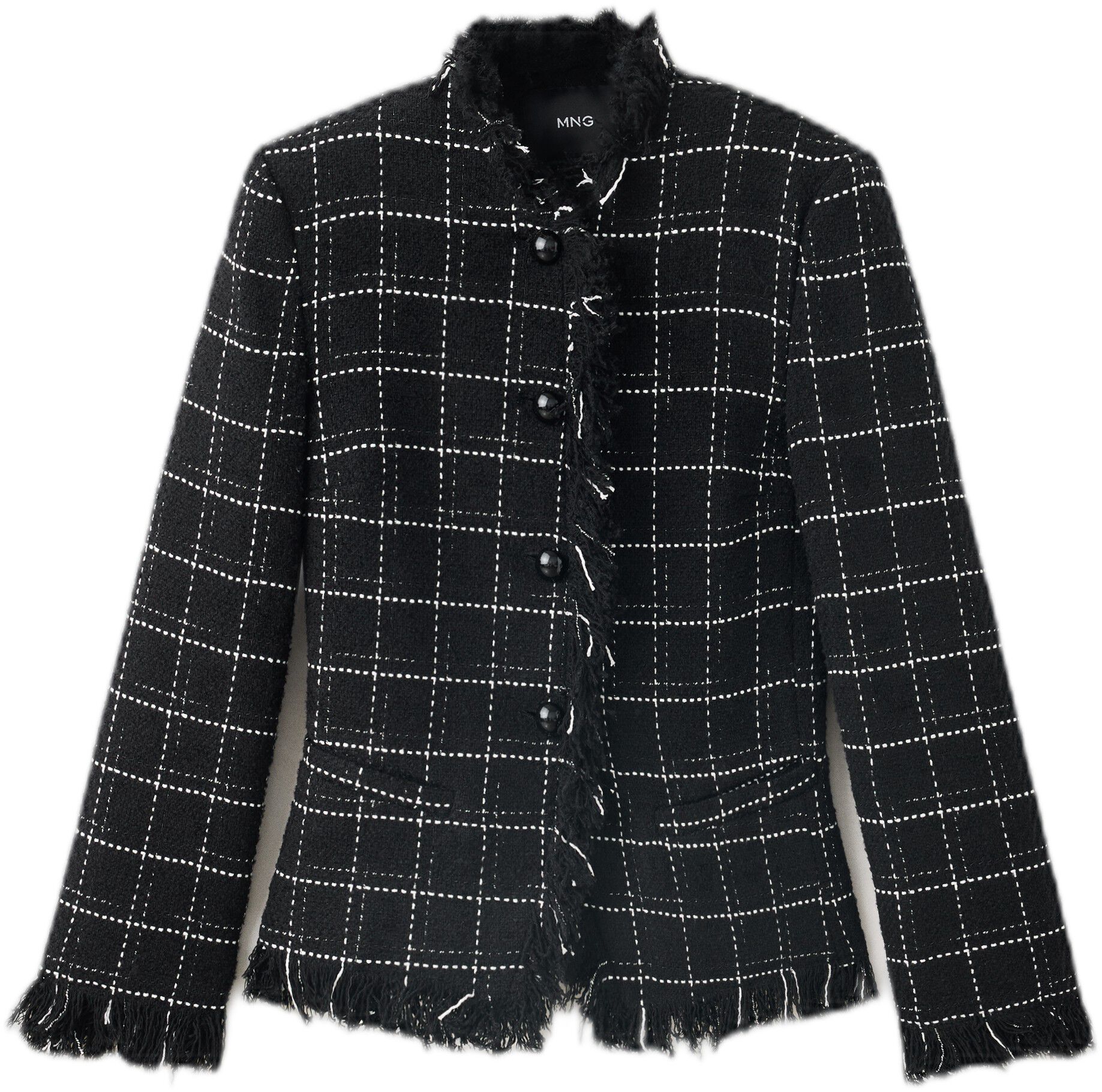 Fringed tweed blazer
