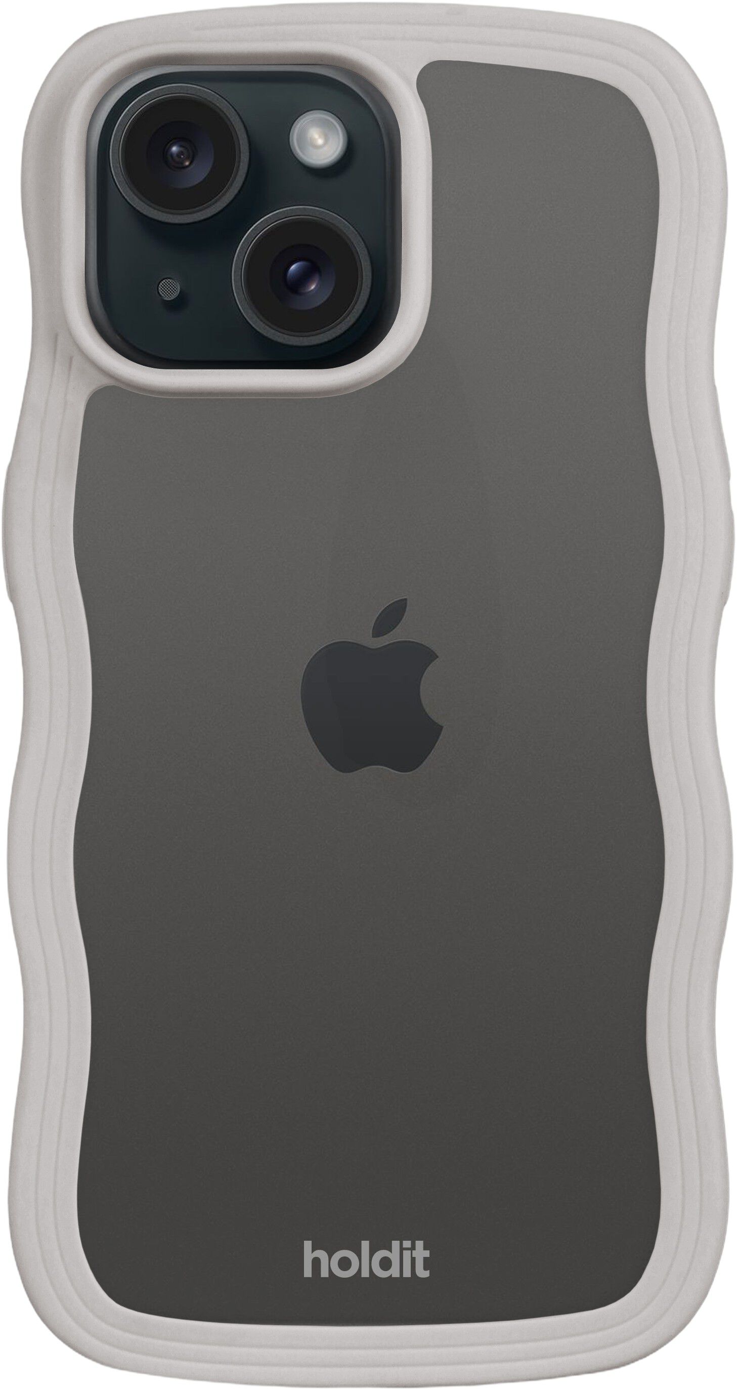 Wavy Case iPhone 16e/15/14/13 Wool Gray/Transparent
