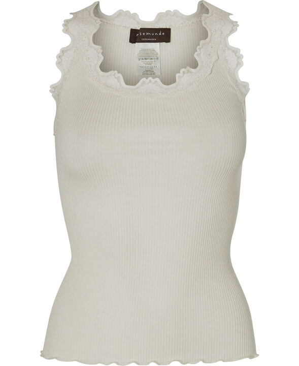 Silk top regular w/vintage lace