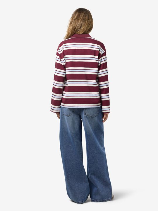 NMAURA L/S STRIPED POLO SHIRT JRS