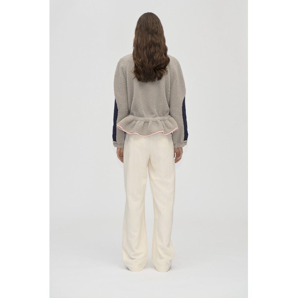 2412 Fleece / Nylon, Dropped Shoulder Gathered Jacket