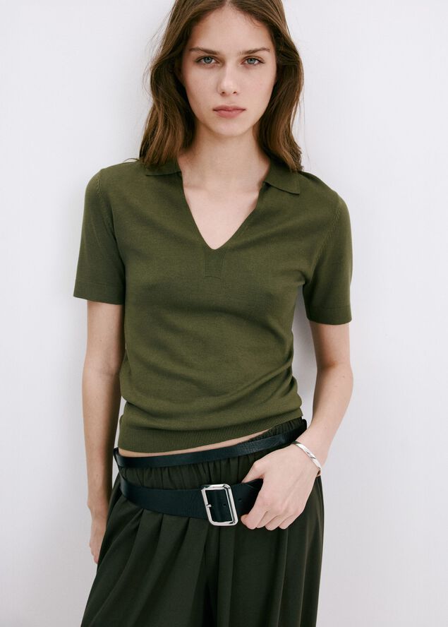 Fine-knit polo shirt