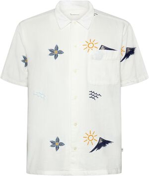 Box fit short sleeve shirt with embroidery - GOTS/Vegan