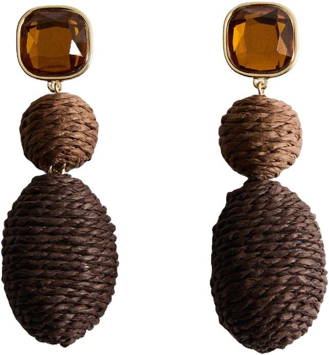 Natural fibre hanging earrings