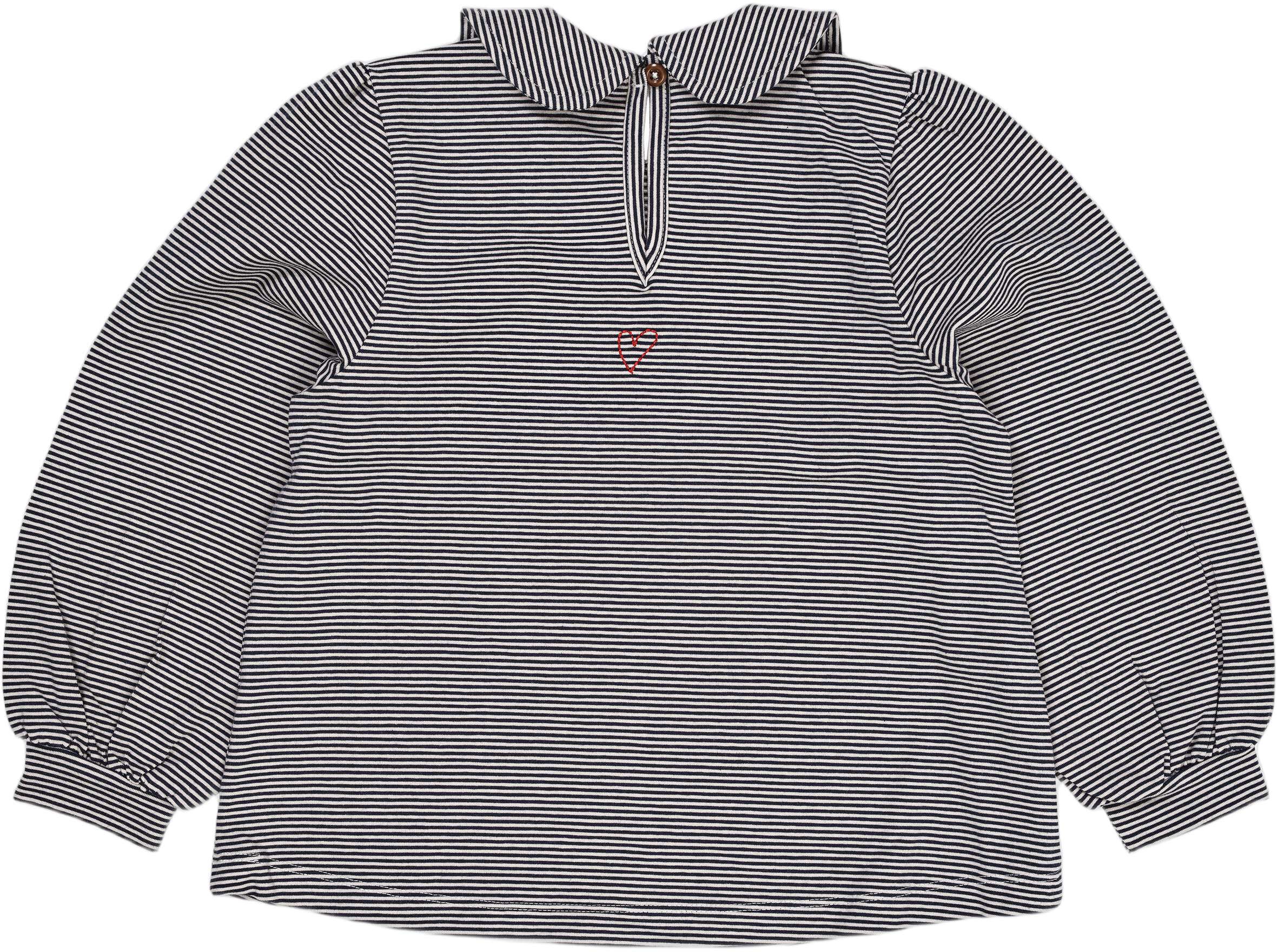 STRIPED BLOUSE W. COLLAR LS