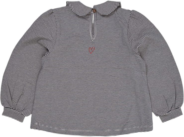 STRIPED BLOUSE W. COLLAR LS