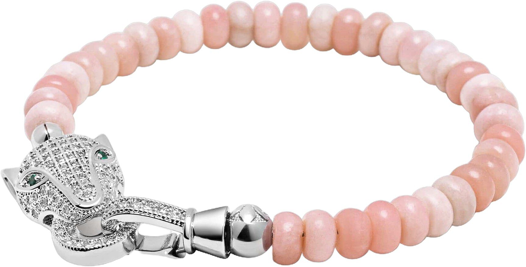 Pink Opal Bracelet with Panther Head