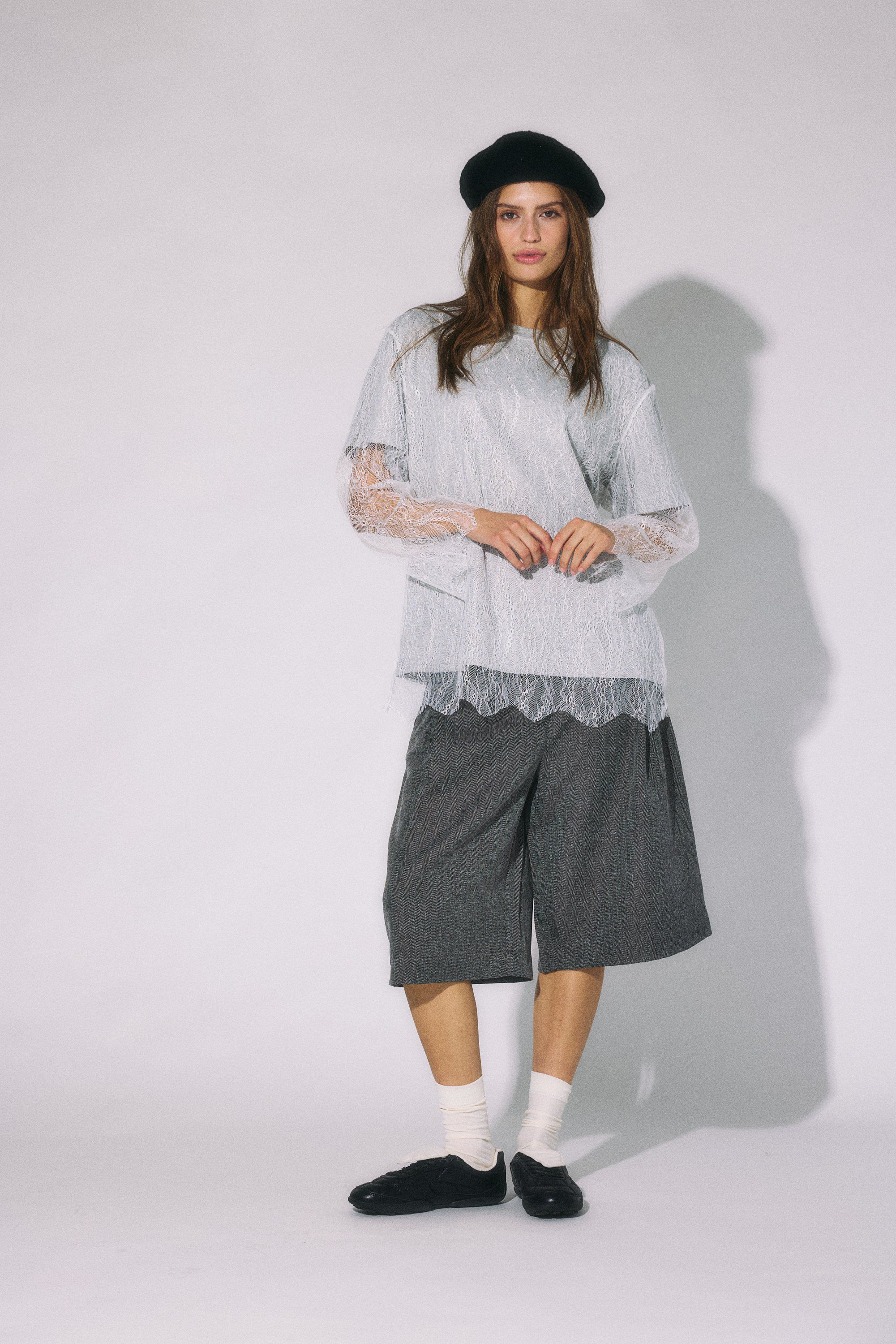 Nmbianka L/S Double Layer Lace Tee Jrs